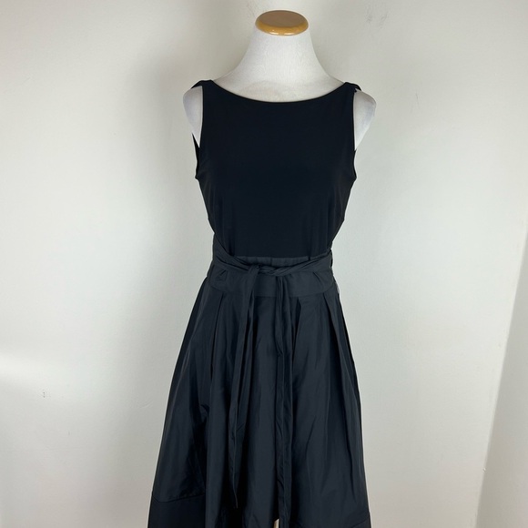 Lauren Ralph Lauren Mixed Media Black Full Skirt Taffeta Dress Size 6 - Picture 4 of 7
